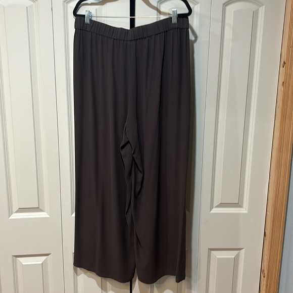 NWOT Eileen Fisher, dark brown silk Georgette short poncho/Palazzo pants - Picture 10 of 11